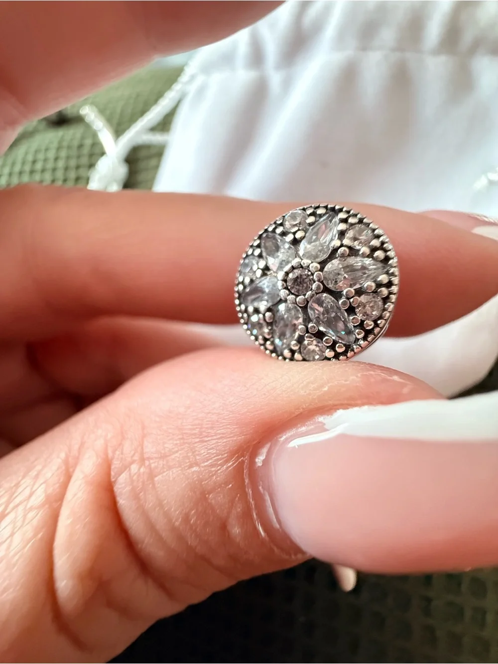 Pandora Silver Floral Crystal Charm